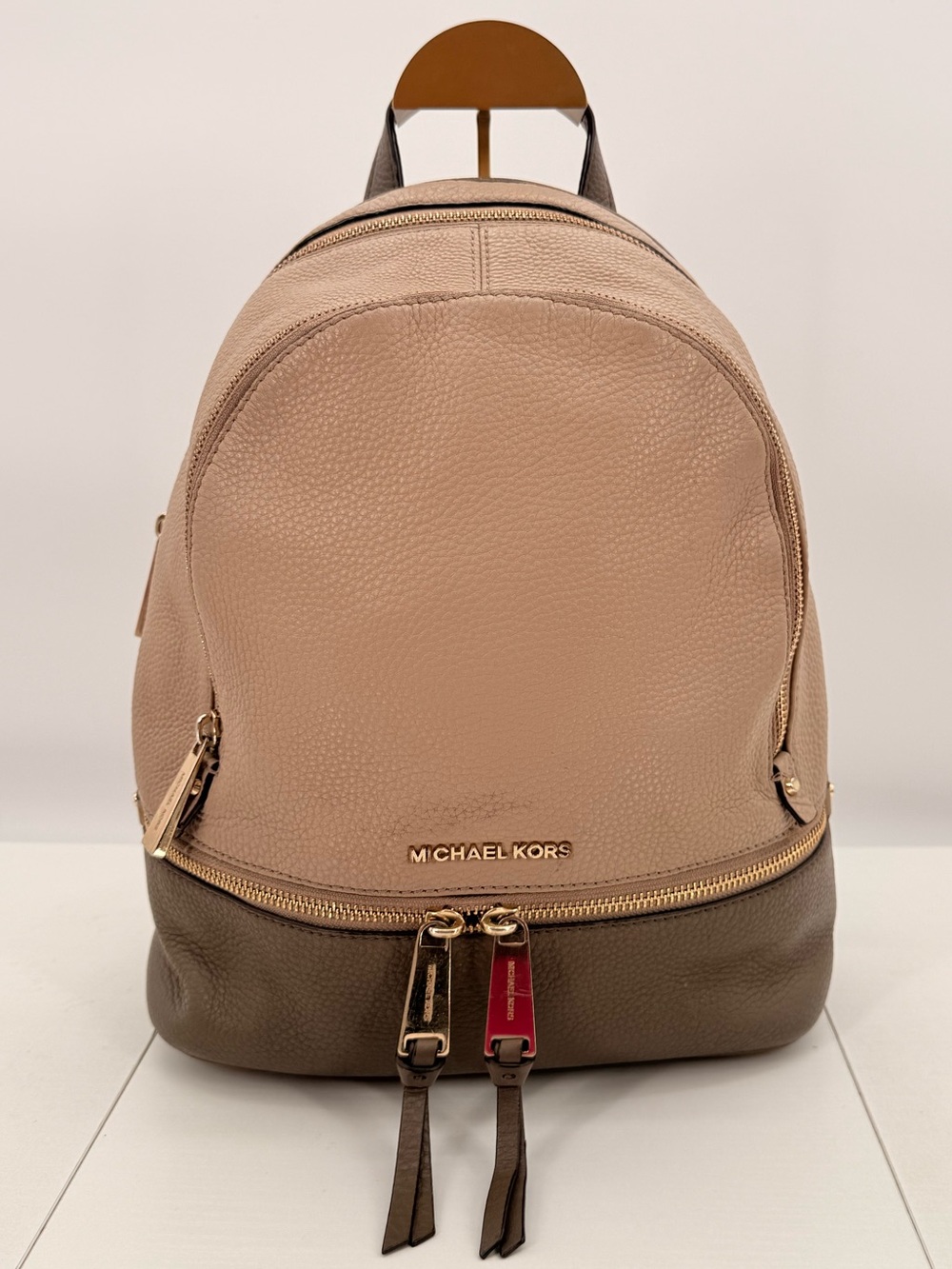 MICHAEL KORS Two-Tone Pebbled Leather Backpack
